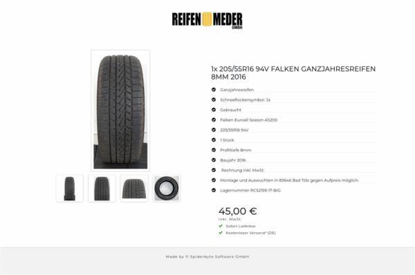 1x 205/55R16 94V FALKEN GANZJAHRESREIFEN 8MM 2016 #1KXE – Bild 5