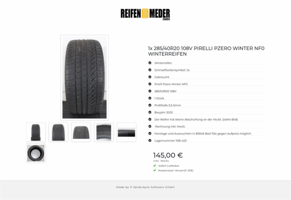 1x 285/40R20 108V PIRELLI PZERO WINTER NF0 WINTERREIFEN #1Q3Y – Bild 7