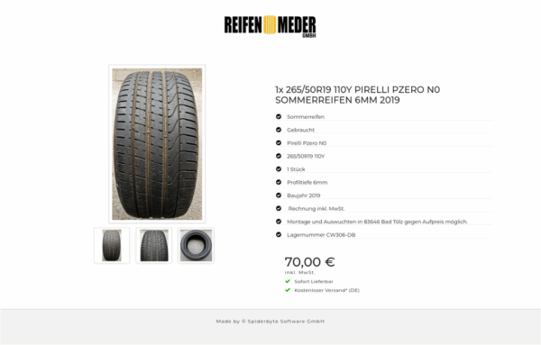 1x 265/50R19 110Y PIRELLI PZERO N0 SOMMERREIFEN 6MM 2019 #7189 – Bild 4