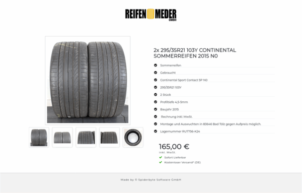 2x 295/35R21 103Y CONTINENTAL SOMMERREIFEN 2015 N0 #1E2C – Bild 6