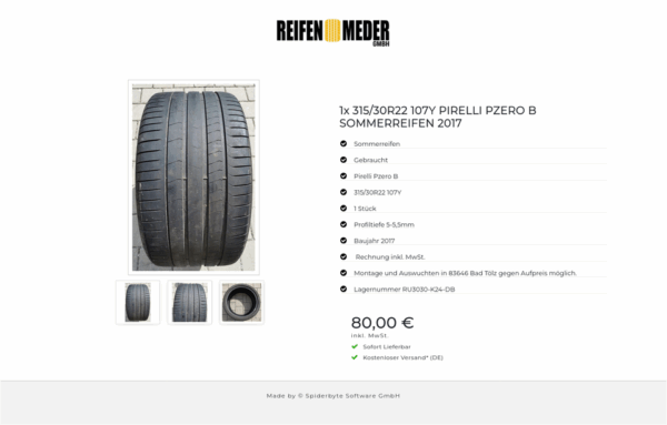 1x 315/30R22 107Y PIRELLI PZERO B SOMMERREIFEN 2017 #4434 – Bild 4