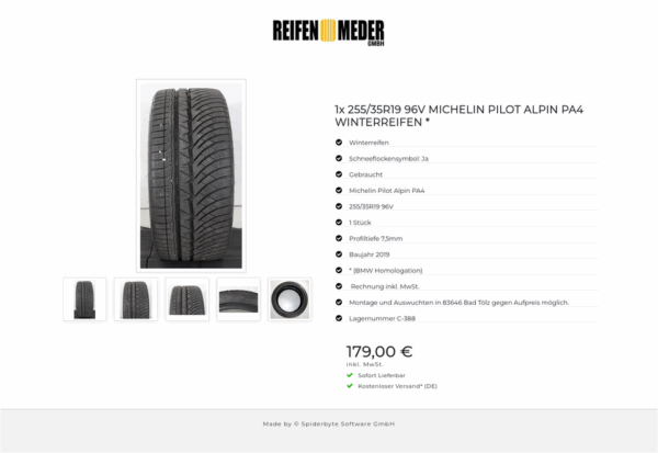 1x 255/35R19 96V MICHELIN PILOT ALPIN PA4 WINTERREIFEN * #1PVB – Bild 6