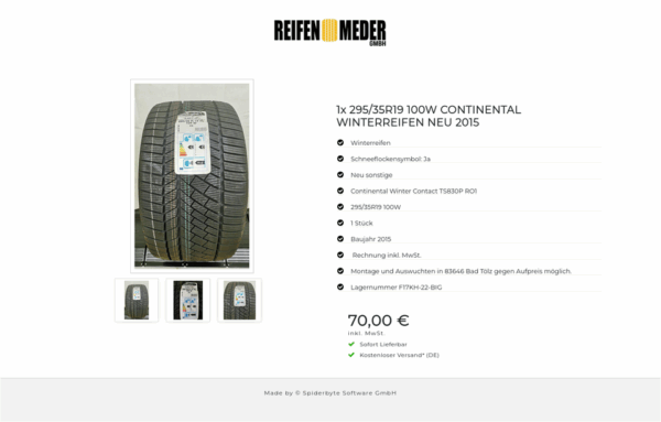 1x 295/35R19 100W CONTINENTAL WINTERREIFEN NEU 2015 #6810 – Bild 4