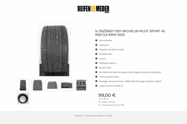 1x 315/30R21 105Y MICHELIN PILOT SPORT 4S ND0 5,5-6MM 2022 #1WPH – Bild 7