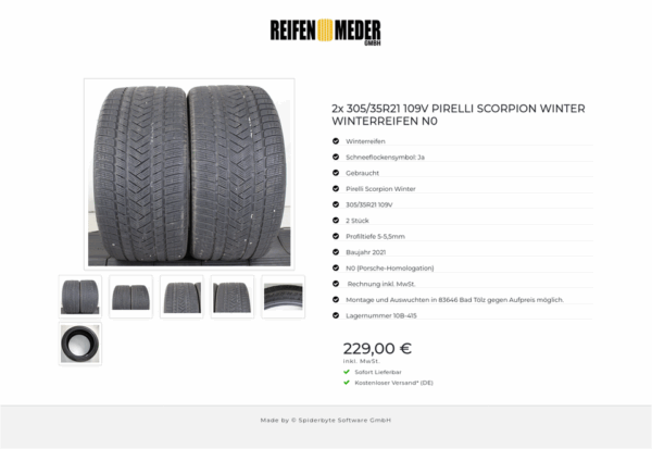 2x 305/35R21 109V PIRELLI SCORPION WINTER WINTERREIFEN N0 #1OZQ – Bild 7