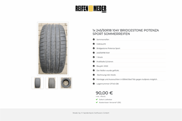 1x 245/50R18 104Y BRIDGESTONE POTENZA SPORT SOMMERREIFEN #8350 – Bild 4