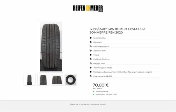 1x 215/55R17 94W KUMHO ECSTA HS51 SOMMERREIFEN 2020 #1QDO – Bild 5