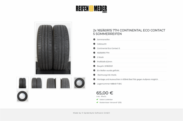 2x 165/60R15 77H CONTINENTAL  ECO CONTACT 5 SOMMERREIFEN #1IXX – Bild 7