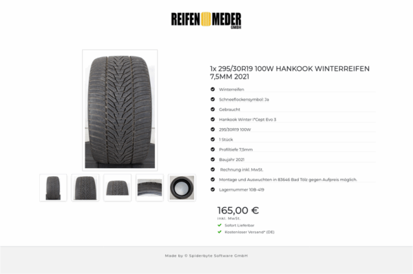 1x 295/30R19 100W HANKOOK WINTERREIFEN 7,5MM 2021 #1Q3U – Bild 6