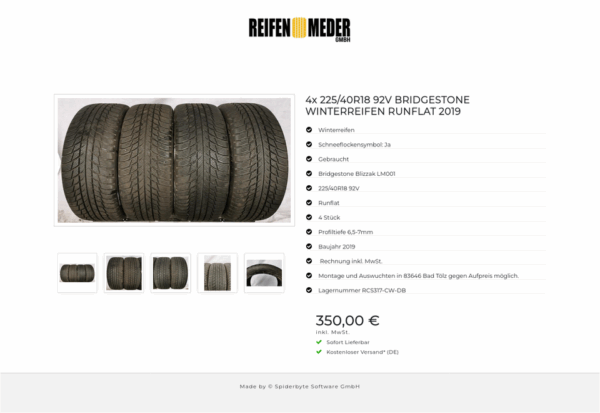 4x 225/40R18 92V BRIDGESTONE WINTERREIFEN RUNFLAT 2019 #9804 – Bild 6