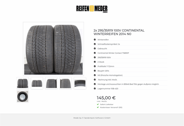 2x 295/35R19 100V CONTINENTAL WINTERREIFEN 2014 N0 #1Q3V – Bild 7