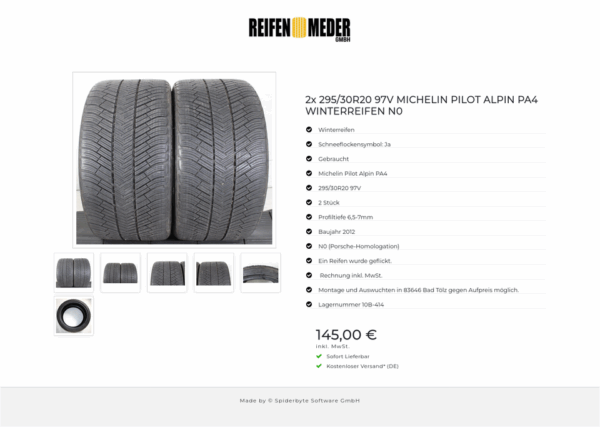 2x 295/30R20 97V MICHELIN PILOT ALPIN PA4 WINTERREIFEN N0 #1OZP – Bild 7