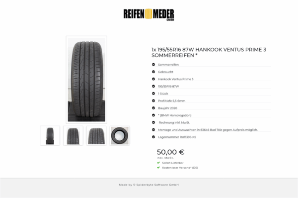 1x 195/55R16 87W HANKOOK VENTUS PRIME 3 SOMMERREIFEN * #1W3Z – Bild 5