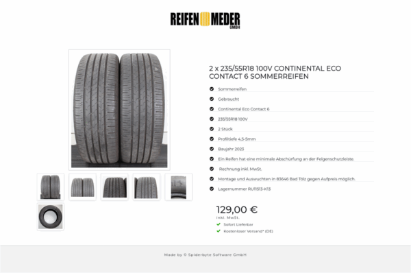 2 x 235/55R18 100V CONTINENTAL  ECO CONTACT 6 SOMMERREIFEN #1WNJ – Bild 7