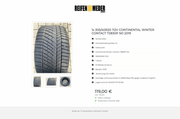 1x 305/40R20 112V CONTINENTAL WINTER CONTACT TS830P N0 2019 #8729 – Bild 4