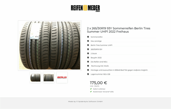 2 X 265/30R19 93Y BERLIN TIRES SUMMER UHP 1 SOMMERREIFEN  #125M – Bild 4
