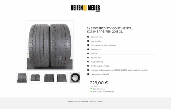 2x 255/35R20 97Y CONTINENTAL SOMMERREIFEN 2013 XL #1SPF – Bild 6