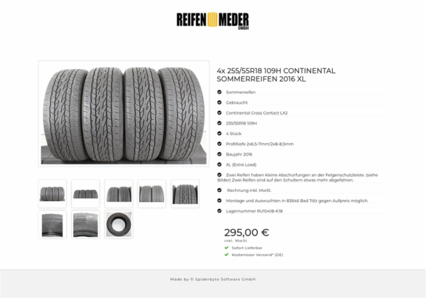 4x 255/55R18 109H CONTINENTAL SOMMERREIFEN 2016 XL #1W5O – Bild 9