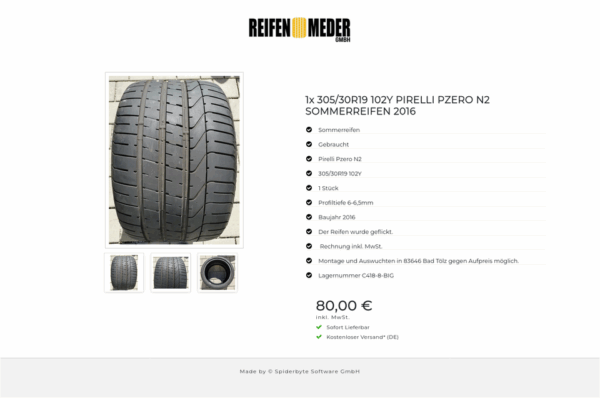 1x 305/30R19 102Y PIRELLI PZERO N2 SOMMERREIFEN 2016 #7483 – Bild 4