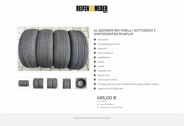4x 225/45R19 96V PIRELLI SOTTOZERO 3 WINTERREIFEN RUNFLAT #8091 – Bild 6