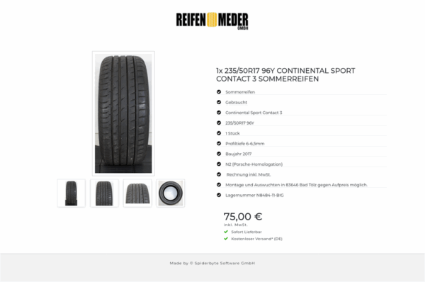 1x 235/50R17 96Y CONTINENTAL SPORT CONTACT 3 SOMMERREIFEN #1HLM – Bild 5