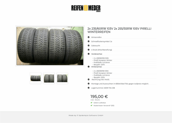 2x 235/60R18 103V 2x 255/55R18 105V PIRELLI WINTERREIFEN #9264 – Bild 4