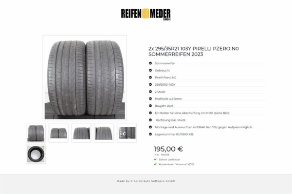 2x 295/35R21 103Y PIRELLI PZERO N0 SOMMERREIFEN 2023 #1WJV – Bild 7