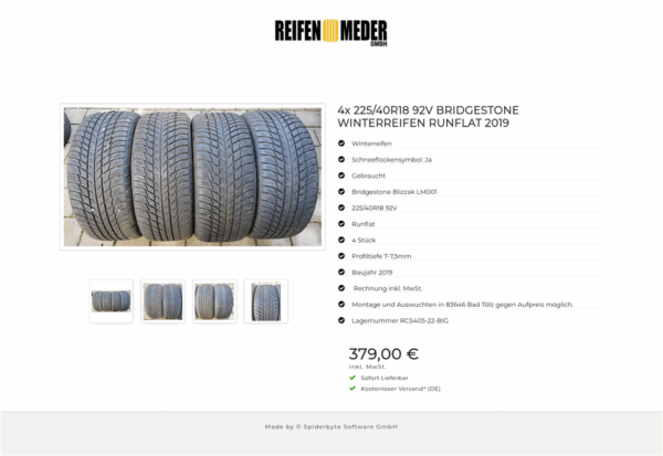 4x 225/40R18 92V BRIDGESTONE WINTERREIFEN RUNFLAT 2019 #9374 – Bild 5