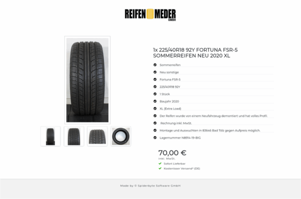 1x 225/40R18 92Y FORTUNA FSR-5 SOMMERREIFEN NEU 2020 XL #1J2Q – Bild 5
