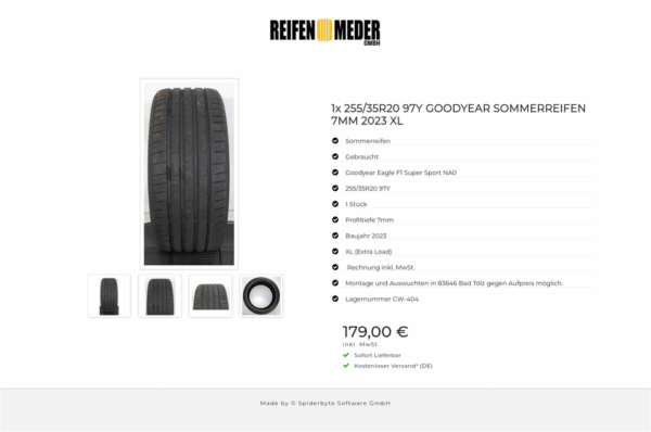 1x 255/35R20 97Y GOODYEAR SOMMERREIFEN 7MM 2023 XL #1LJR – Bild 5