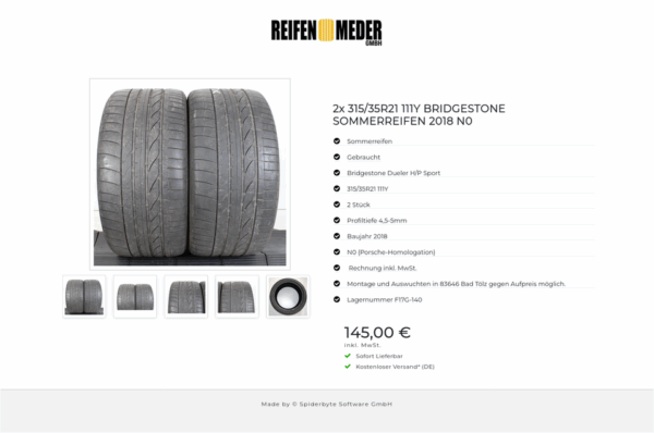 2x 315/35R21 111Y BRIDGESTONE SOMMERREIFEN 2018 N0 #1H4S – Bild 6