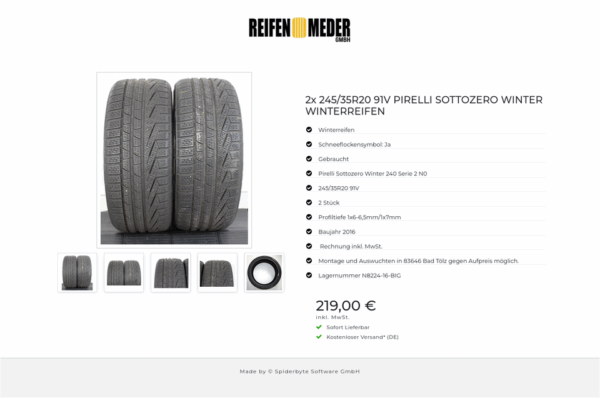 2x 245/35R20 91V PIRELLI SOTTOZERO WINTER WINTERREIFEN #1GHW – Bild 6