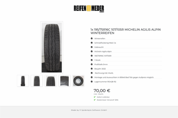 1x 195/75R16C 107/105R MICHELIN AGILIS ALPIN WINTERREIFEN #1UVG – Bild 6
