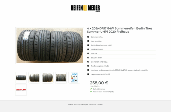 4 X 205/40R17 84W BERLIN TIRES SUMMER UHP1 SOMMERREIFEN NEU #122M – Bild 7