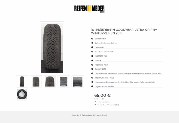 1x 195/55R16 91H GOODYEAR ULTRA GRIP 9+ WINTERREIFEN 2019 #1WAK – Bild 6