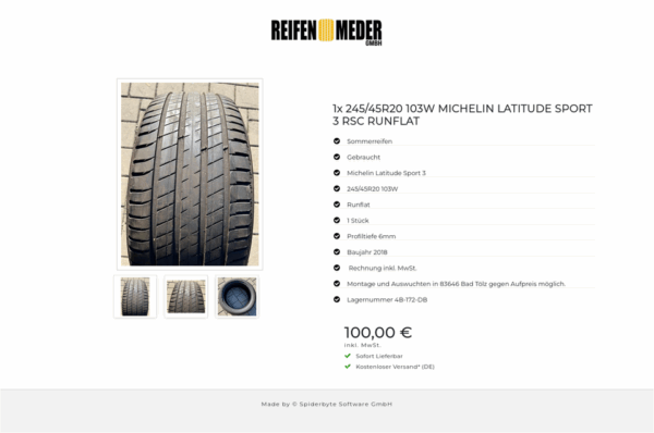 1x 245/45R20 103W MICHELIN LATITUDE SPORT 3 RSC RUNFLAT #4091 – Bild 4
