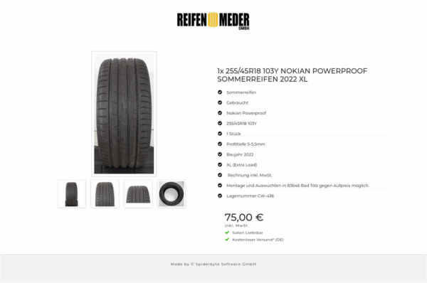 1x 255/45R18 103Y NOKIAN POWERPROOF SOMMERREIFEN 2022 XL #1PJR – Bild 5