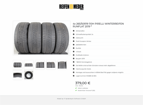 4x 265/50R19 110H PIRELLI WINTERREIFEN RUNFLAT 2019 * #1PBK – Bild 8