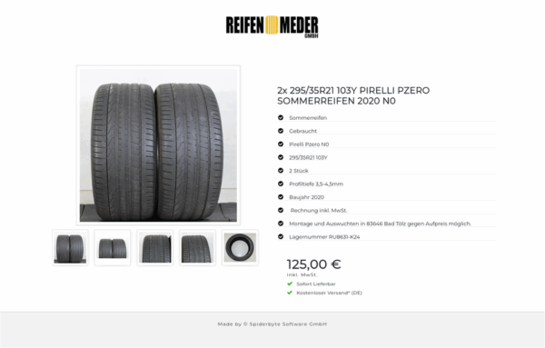 2x 295/35R21 103Y PIRELLI PZERO SOMMERREIFEN 2020 N0 #1I9W – Bild 6