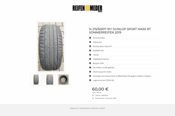 1x 215/50R17 91Y DUNLOP SPORT MAXX RT SOMMERREIFEN 2019 #8340 – Bild 4