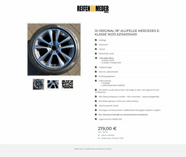 1X ORIGINAL 18" ALUFELGE MERCEDES E-KLASSE W213 A2134010400 #1RWH – Bild 4