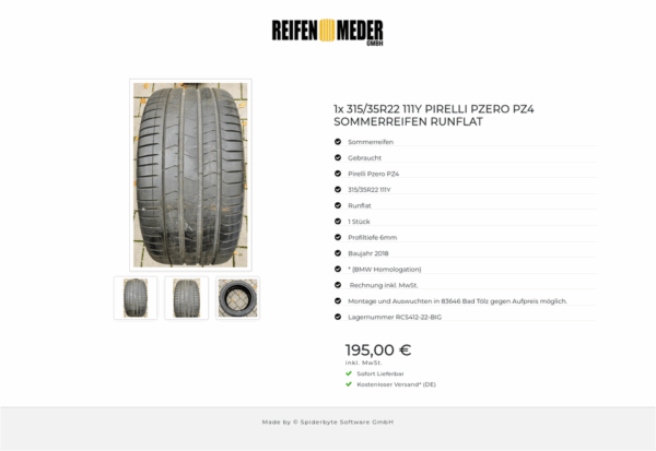 1x 315/35R22 111Y PIRELLI PZERO PZ4 SOMMERREIFEN RUNFLAT #8196 – Bild 4