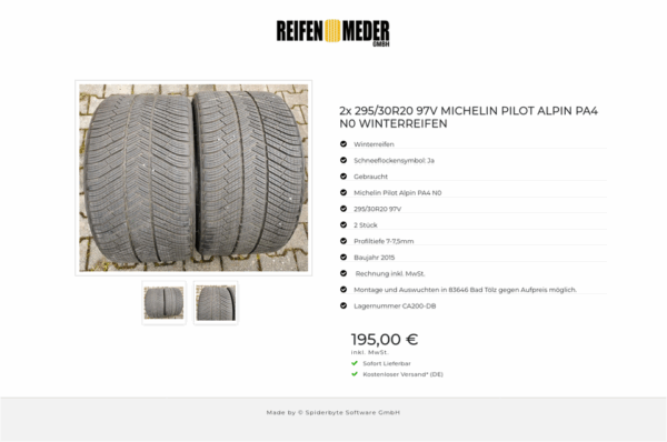 2x 295/30R20 97V MICHELIN PILOT ALPIN PA4 N0 WINTERREIFEN #5071 – Bild 3