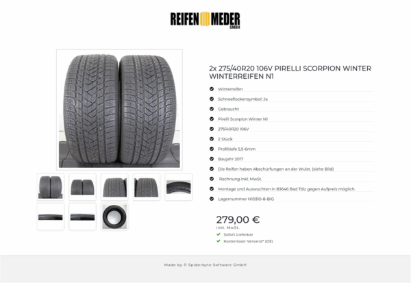2x 275/40R20 106V PIRELLI SCORPION WINTER WINTERREIFEN N1 #1PDU – Bild 9
