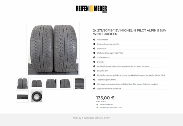 2x 275/50R19 112V MICHELIN PILOT ALPIN 5 SUV WINTERREIFEN #1SBC – Bild 8
