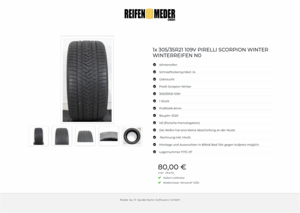 1x 305/35R21 109V PIRELLI SCORPION WINTER WINTERREIFEN N0 #1GDR – Bild 6