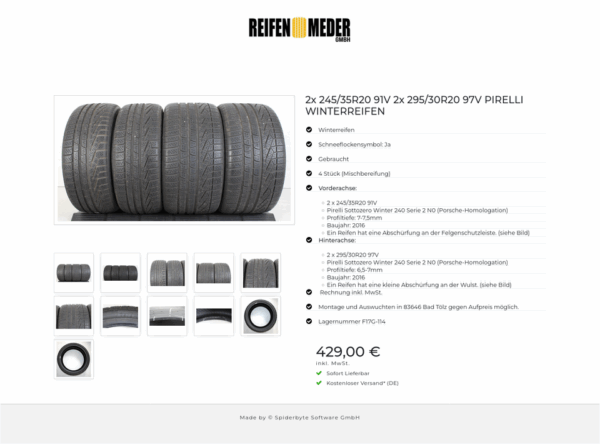 2x 245/35R20 91V 2x 295/30R20 97V PIRELLI WINTERREIFEN #1GJR – Bild 12