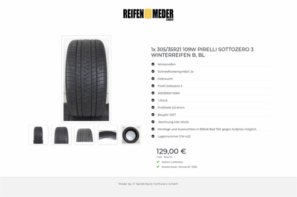 1x 305/35R21 109W PIRELLI SOTTOZERO 3 WINTERREIFEN B, BL #1P0V – Bild 6