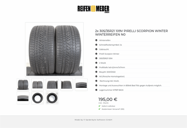 2x 305/35R21 109V PIRELLI SCORPION WINTER WINTERREIFEN N0 #1ESZ – Bild 9