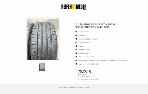 1x 235/55R18 100V CONTINENTAL SOMMERREIFEN 6MM 2016 #1LCE – Bild 2